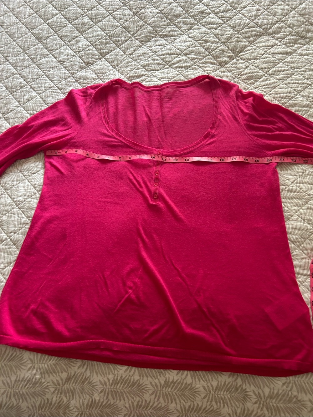 MEXX Women's Hot Pink Long Sleeve Henley Sleep Top
